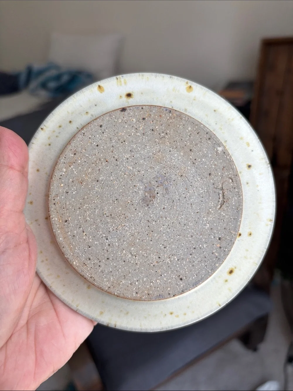 Handmade Ceramic Berry Bowl - Light Cream with Blue Accents
